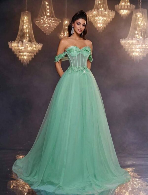 vestido lady elegant green light