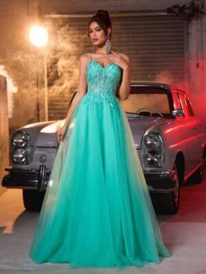 vestido lady elegant green coctel