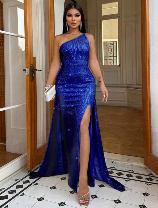 vestido blue micro sequin