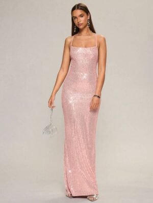vestido pink sequin