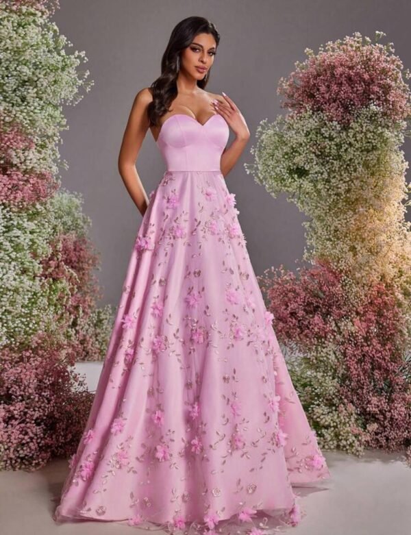 vestido embroidered rose princess